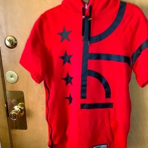 Red Short sleeve Nike hoodie with side zippers